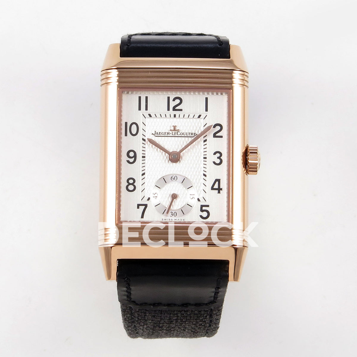 Jaeger-LeCoultre Reverso JJF white Arabic rose-gold hands replica - front view