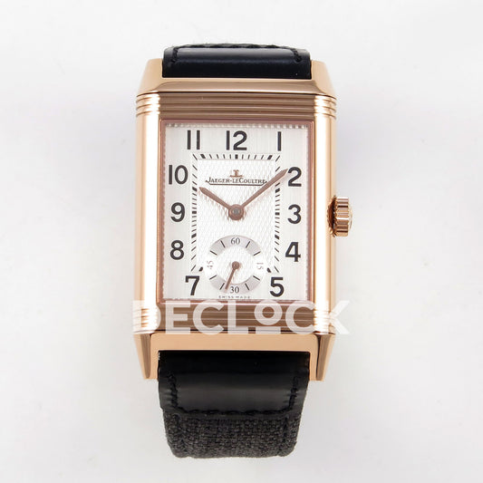 Jaeger-LeCoultre Reverso JJF white Arabic rose-gold hands replica - front view