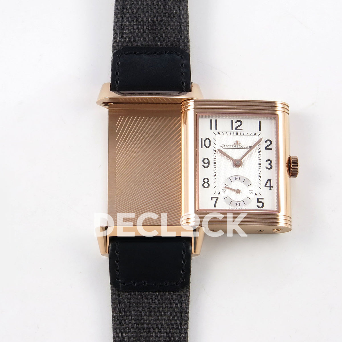 Jaeger-LeCoultre Reverso JJF white Arabic rose-gold hands replica - reversible case view