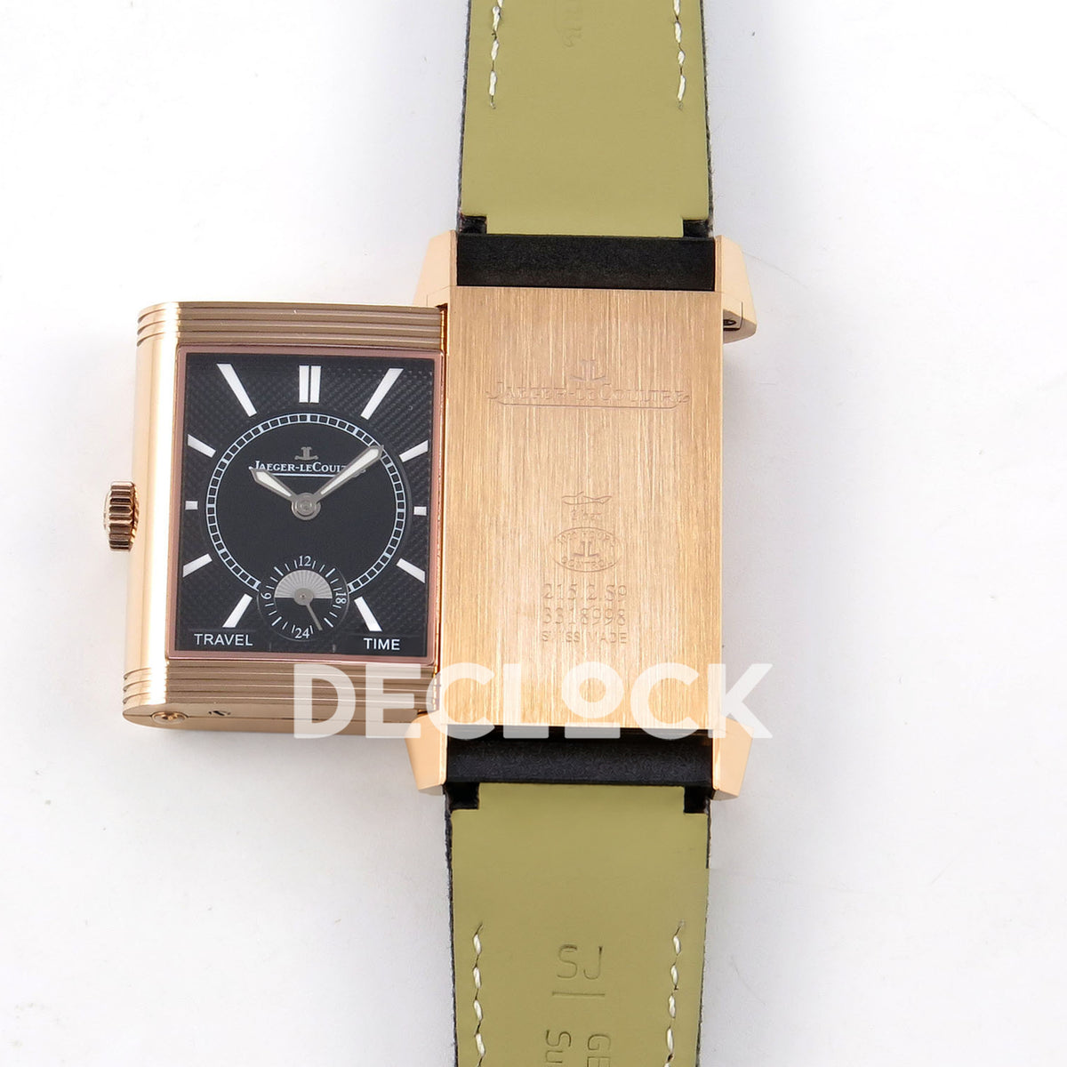 Jaeger-LeCoultre Reverso JJF white Arabic rose-gold hands replica - reverse open view