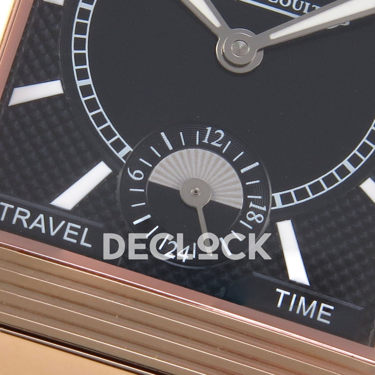 Jaeger-LeCoultre Reverso JJF white Arabic rose-gold hands replica - reverse day night detail view