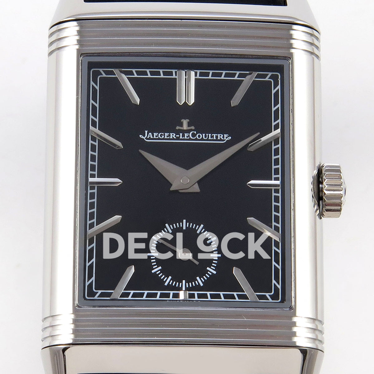 Jaeger-LeCoultre Reverso Tribute Duoface JJF black steel replica - dial detail view