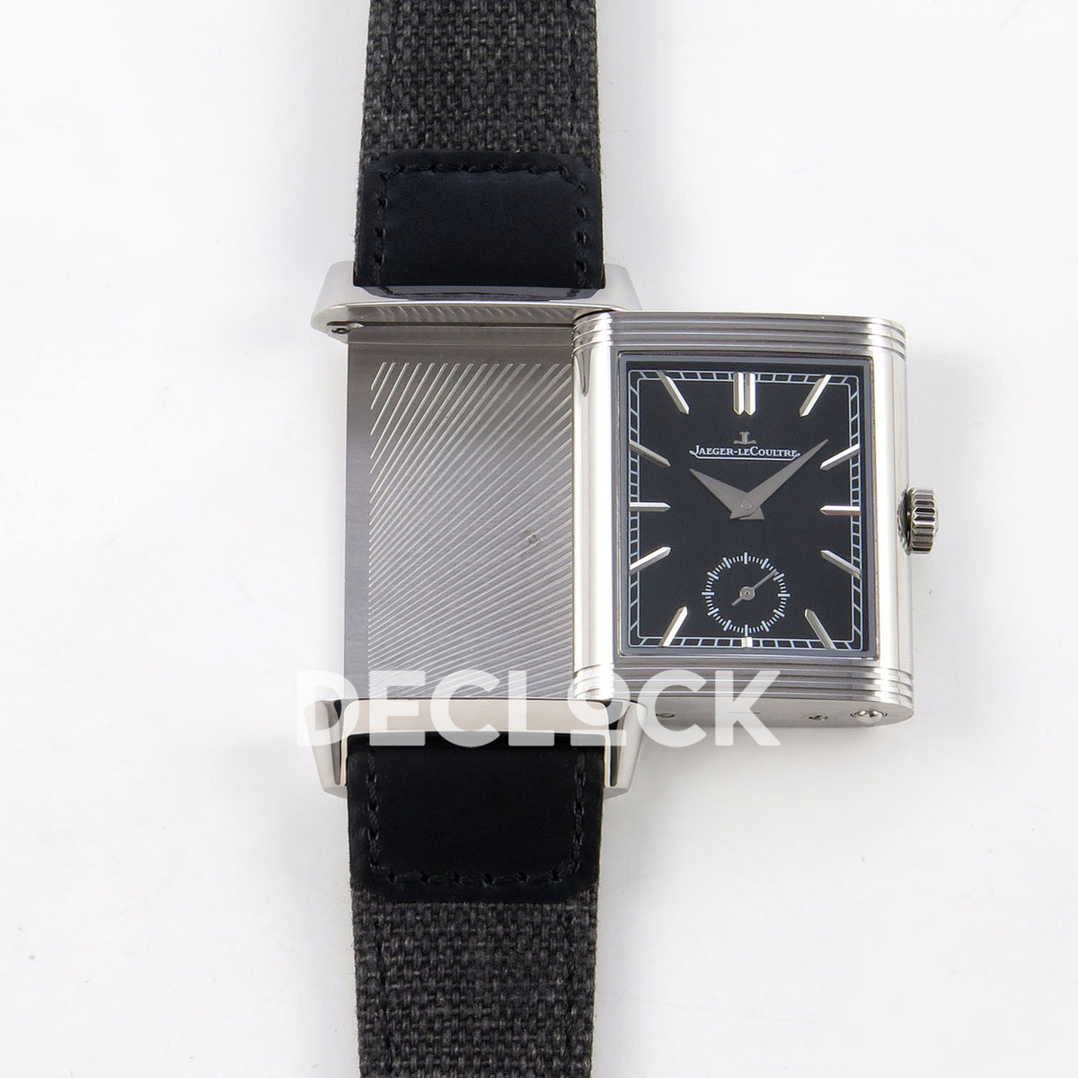 Jaeger-LeCoultre Reverso Tribute Duoface JJF black steel replica - reversible case view