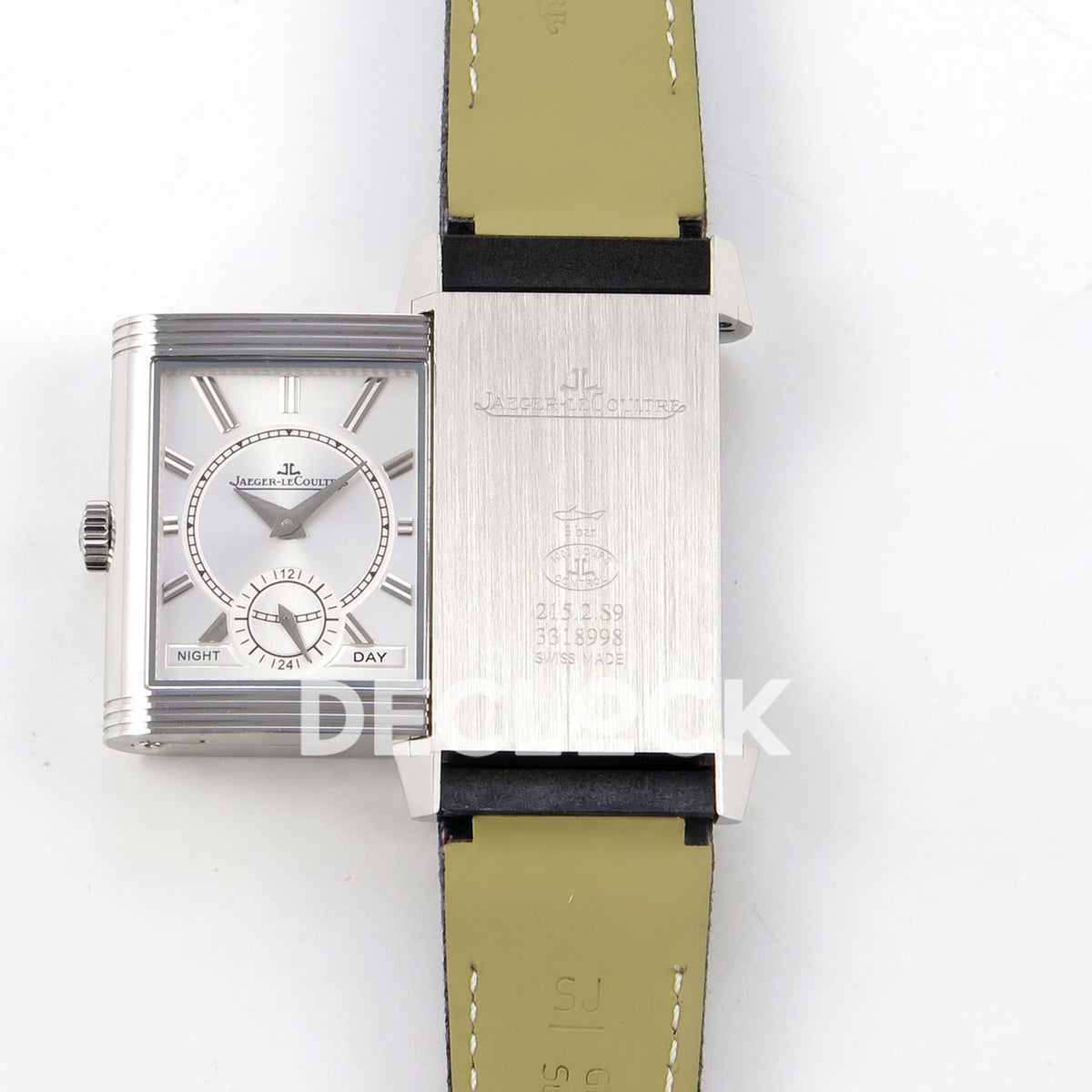 Jaeger-LeCoultre Reverso Tribute Duoface JJF black steel replica - reverse open view