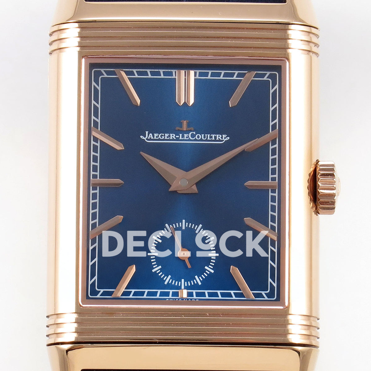 Jaeger-LeCoultre Reverso Tribute JJF blue rose-gold replica - dial detail view