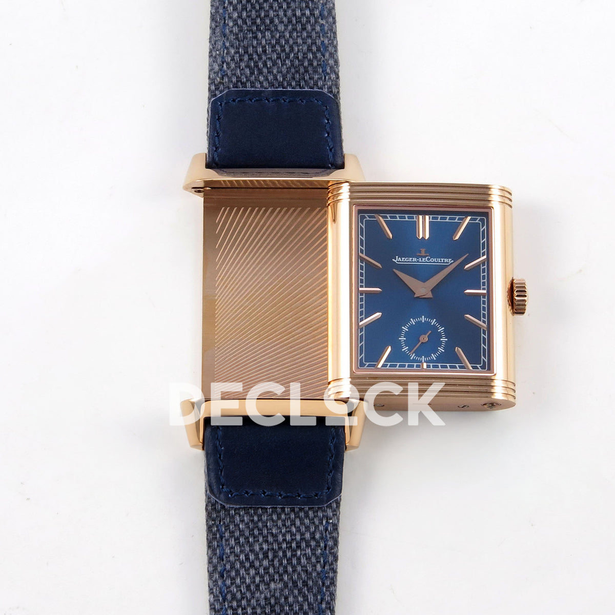 Jaeger-LeCoultre Reverso Tribute JJF blue rose-gold replica - reversible case view