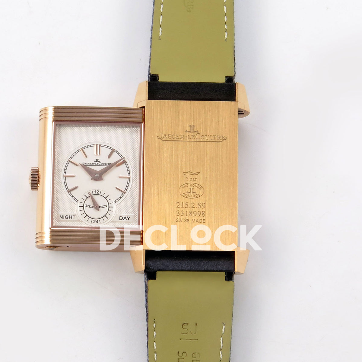 Jaeger-LeCoultre Reverso Tribute JJF blue rose-gold replica - reverse open view