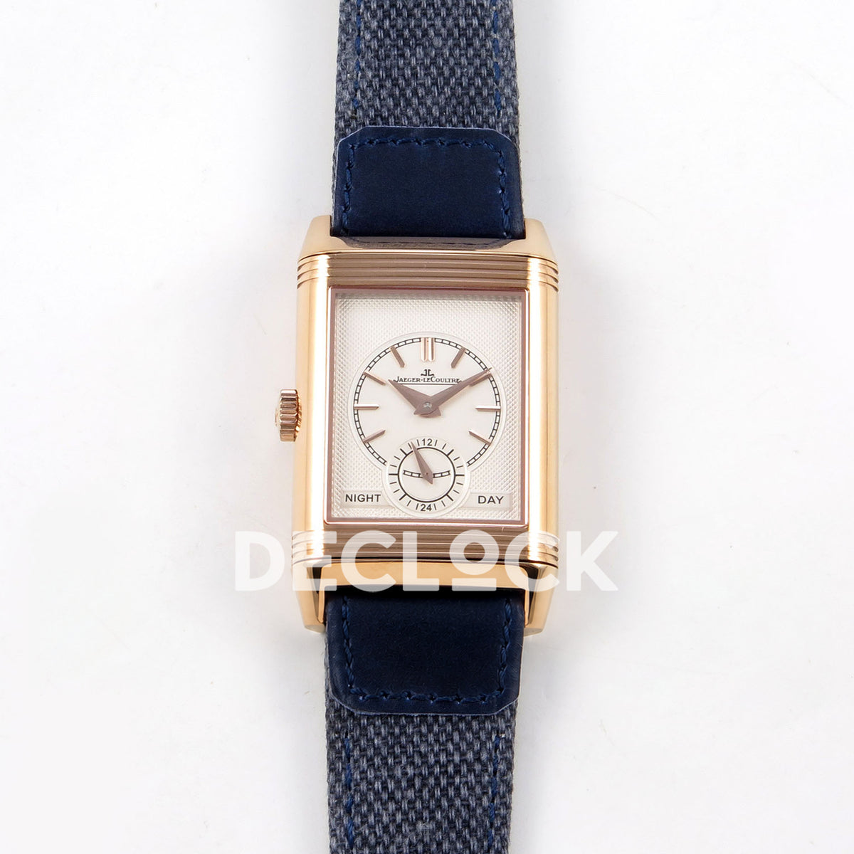 Jaeger-LeCoultre Reverso Tribute JJF blue rose-gold replica - reverse front view