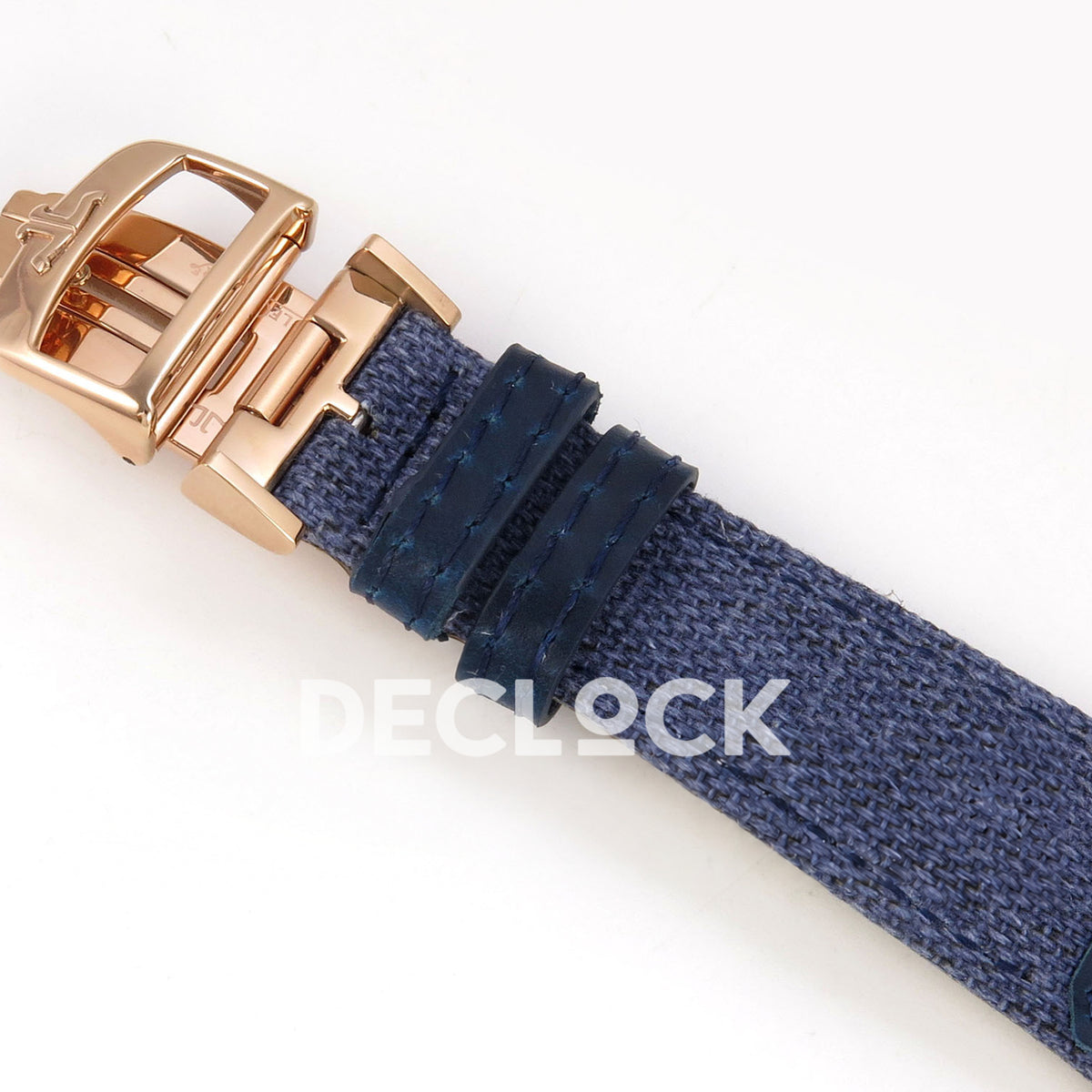 Jaeger-LeCoultre Reverso Tribute JJF blue rose-gold replica - closed clasp view