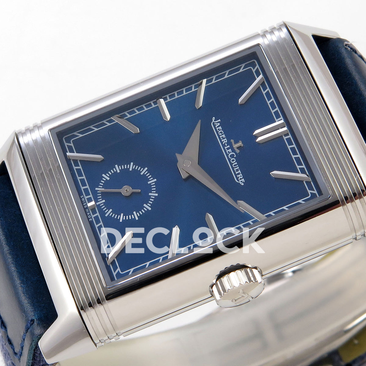 Jaeger-LeCoultre Reverso JJF blue dial replica - horizontal dial view