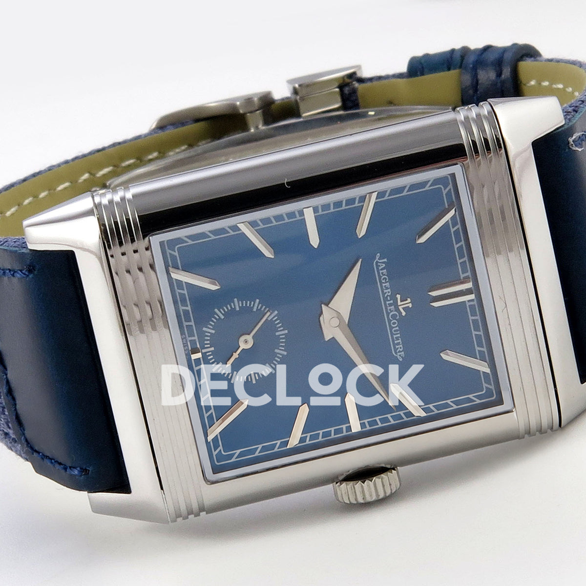 Jaeger-LeCoultre Reverso JJF blue dial replica - angled horizontal view