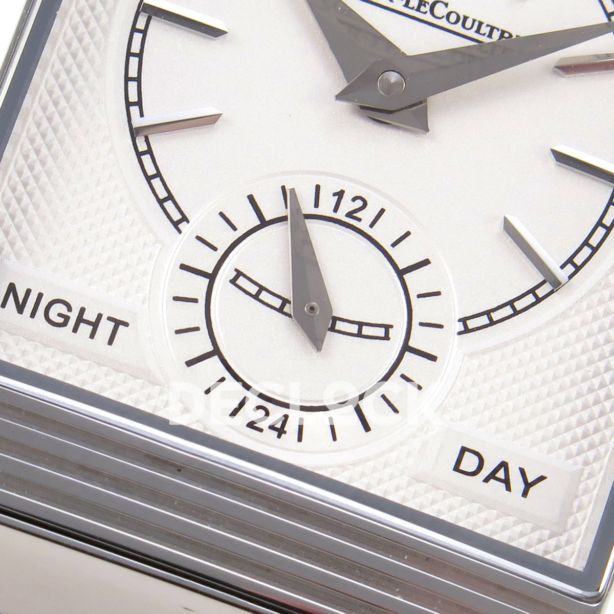 Jaeger-LeCoultre Reverso JJF blue dial replica - reverse day night detail view