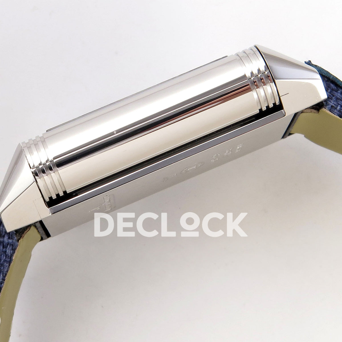 Jaeger-LeCoultre Reverso JJF blue dial replica - case profile view