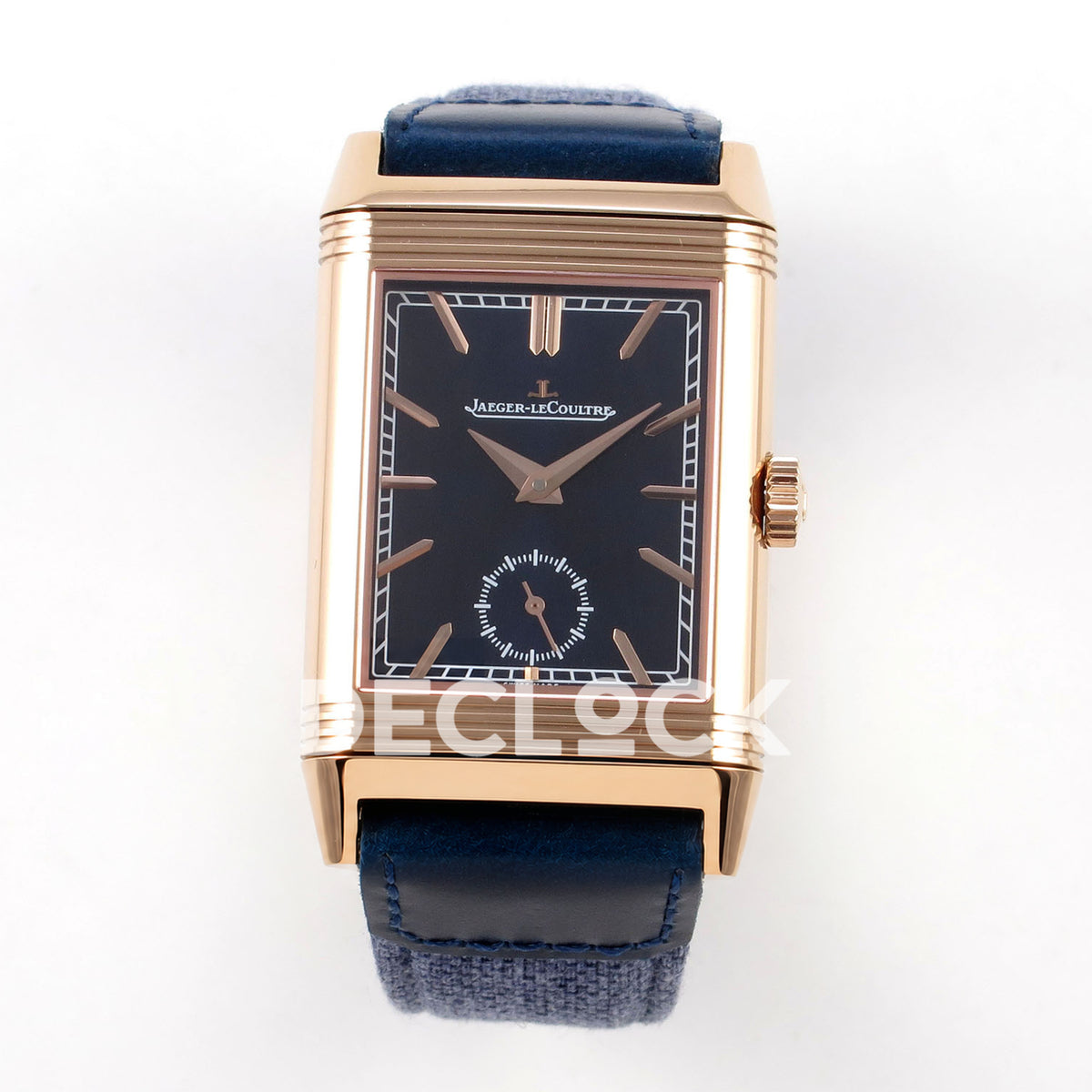 Jaeger-LeCoultre Reverso Tribute JJF deep navy blue rose-gold replica - front view