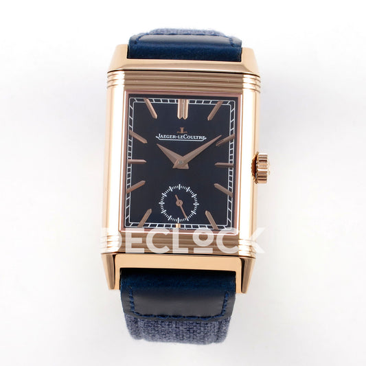 Jaeger-LeCoultre Reverso Tribute JJF deep navy blue rose-gold replica - front view