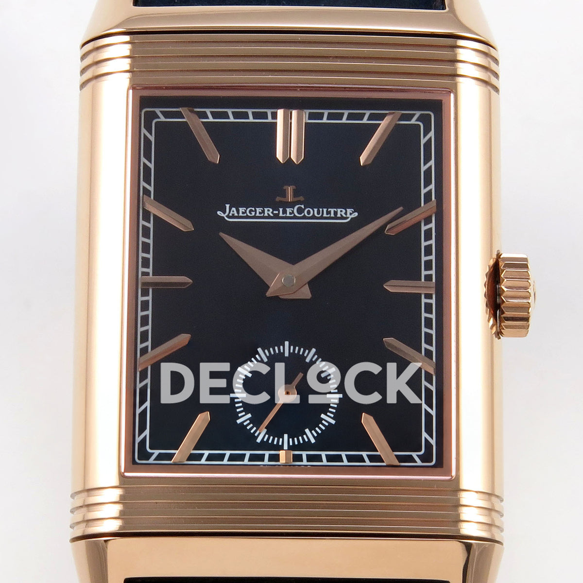 Jaeger-LeCoultre Reverso Tribute JJF deep navy blue rose-gold replica - dial detail view