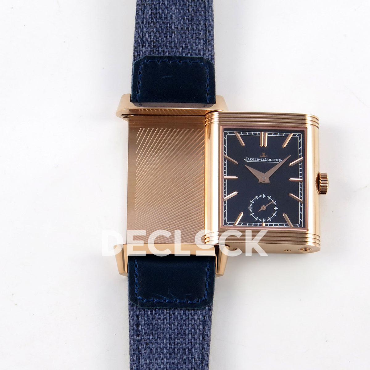 Jaeger-LeCoultre Reverso Tribute JJF deep navy blue rose-gold replica - reversible case view