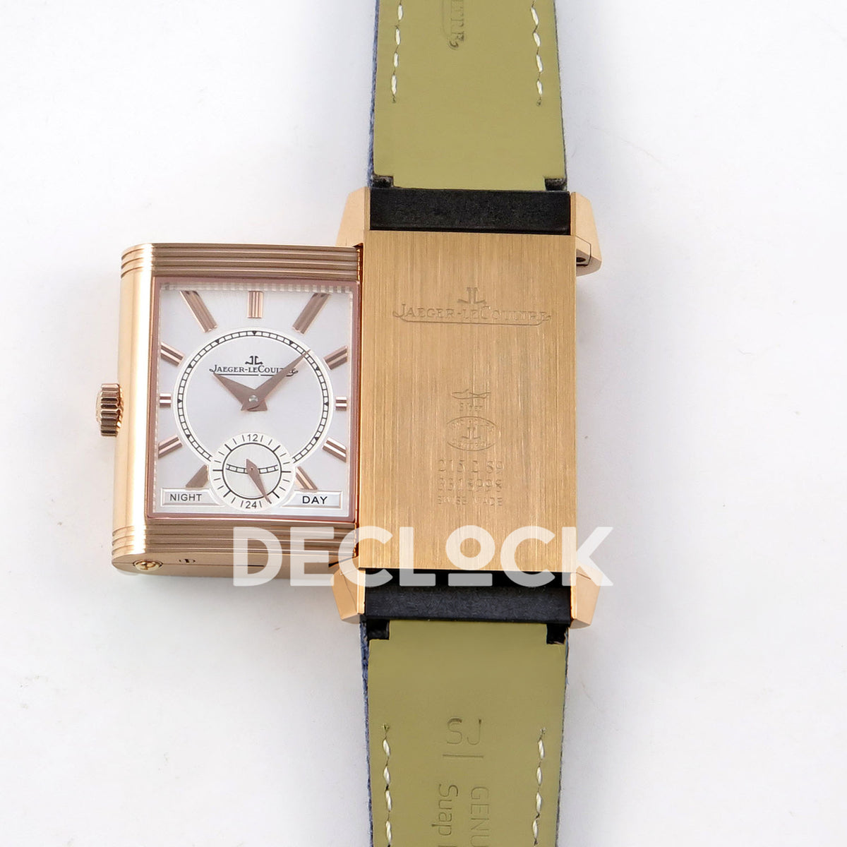 Jaeger-LeCoultre Reverso Tribute JJF deep navy blue rose-gold replica - reverse open view