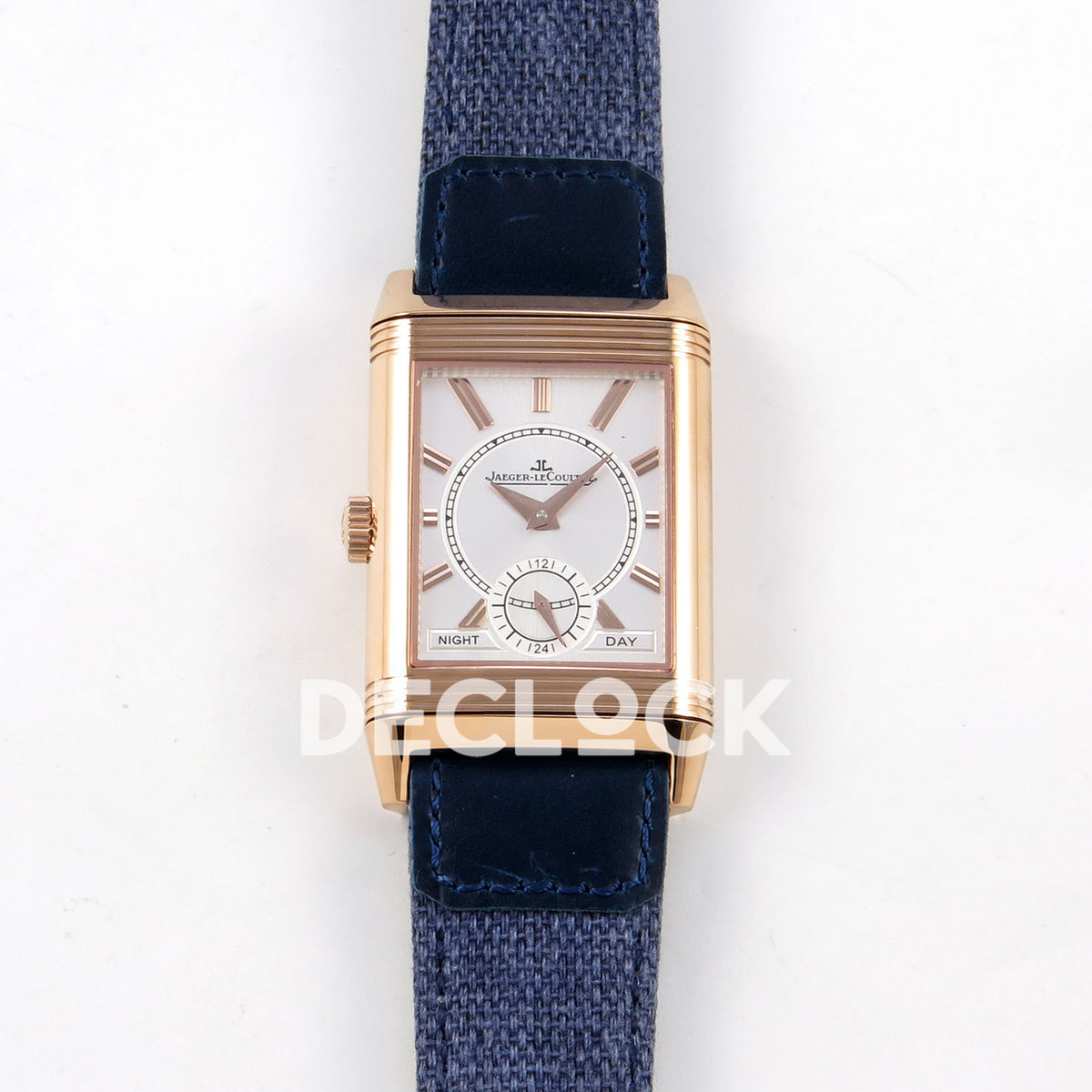 Jaeger-LeCoultre Reverso Tribute JJF deep navy blue rose-gold replica - reverse front view