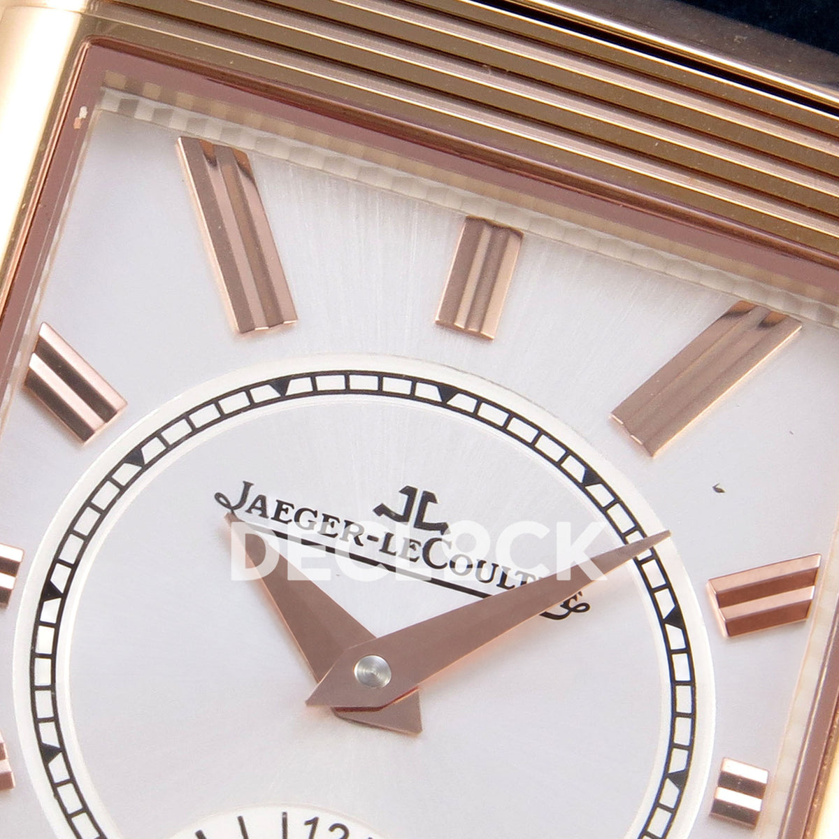 Jaeger-LeCoultre Reverso Tribute JJF deep navy blue rose-gold replica - reverse dial detail view