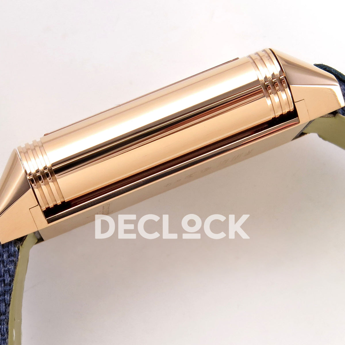 Jaeger-LeCoultre Reverso Tribute JJF deep navy blue rose-gold replica - case profile view
