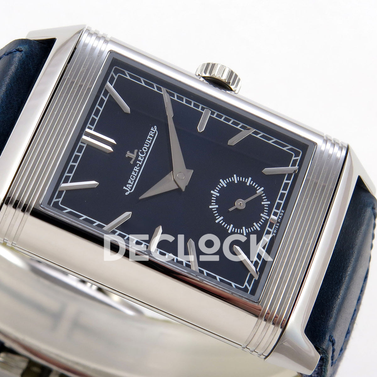 Jaeger-LeCoultre Reverso JJF deep navy blue replica - opposite horizontal dial view