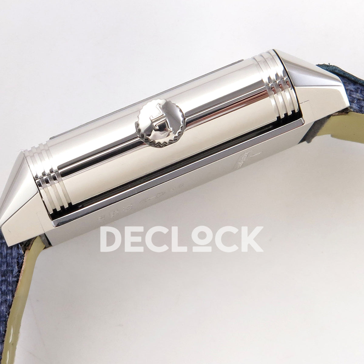 Jaeger-LeCoultre Reverso JJF deep navy blue replica - crown profile view