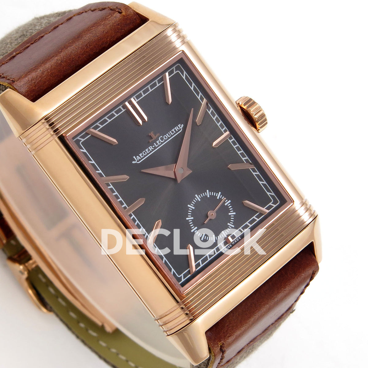 Jaeger-LeCoultre Reverso Tribute JJF gray rose-gold replica - angled dial view
