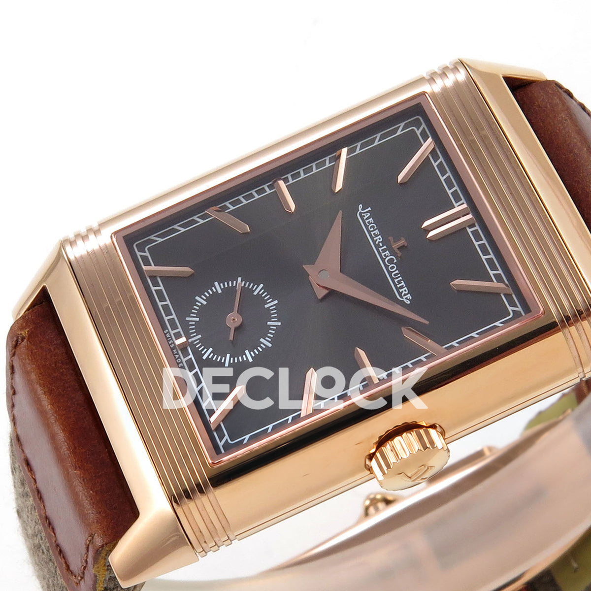 Jaeger-LeCoultre Reverso Tribute JJF gray rose-gold replica - horizontal dial view