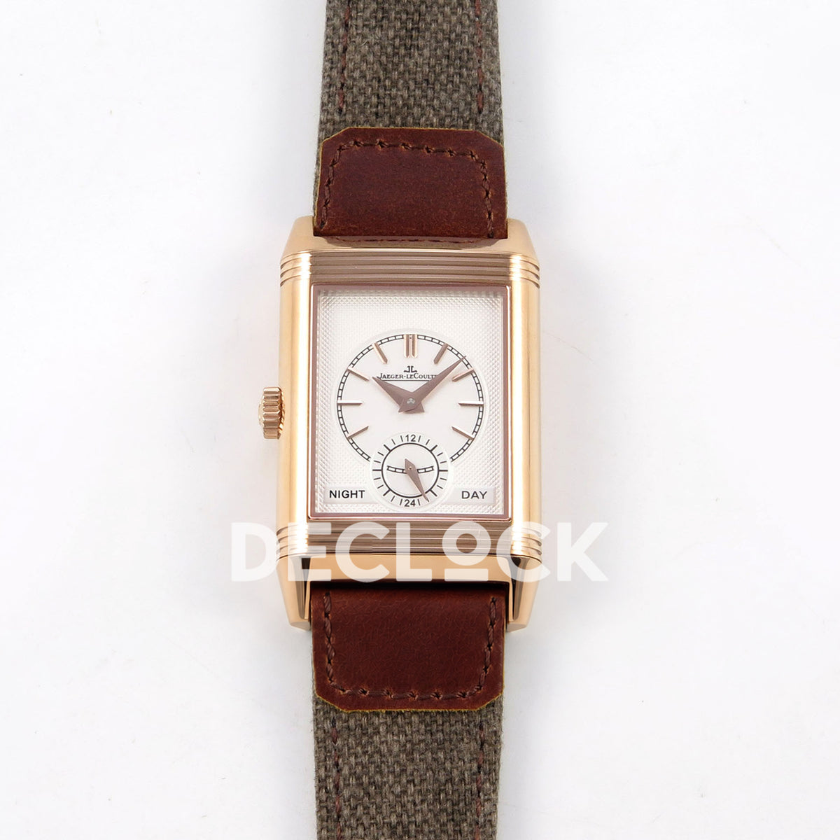 Jaeger-LeCoultre Reverso Tribute JJF gray rose-gold replica - reverse front view