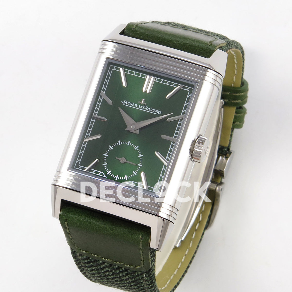 Jaeger-LeCoultre Reverso Tribute JJF green steel replica - angled front view