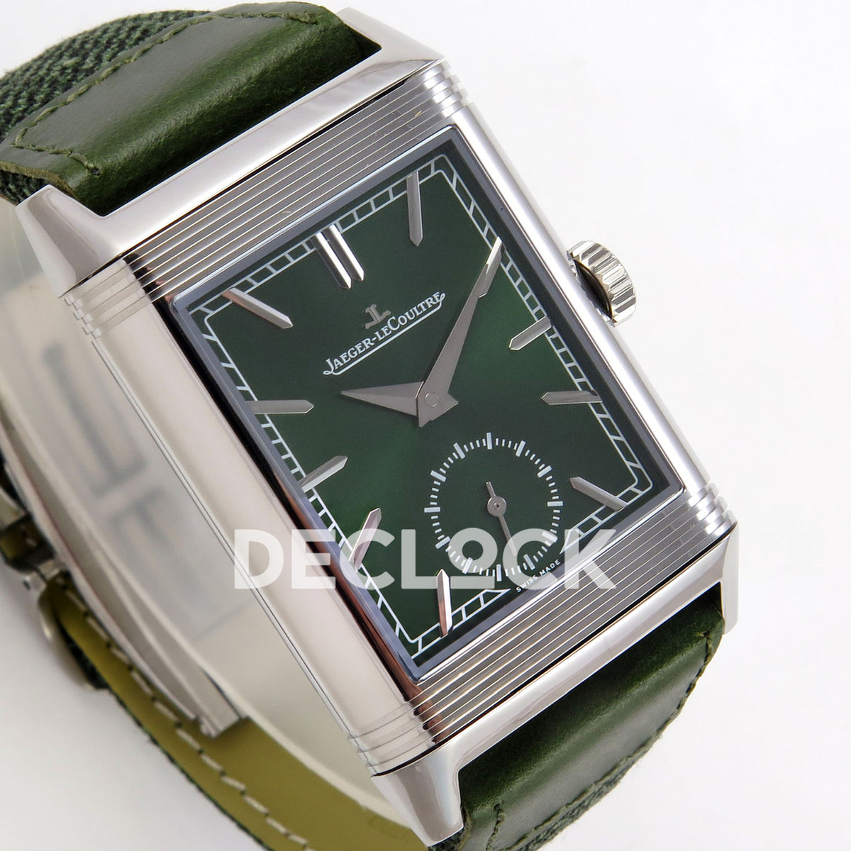 Jaeger-LeCoultre Reverso Tribute JJF green steel replica - angled dial view