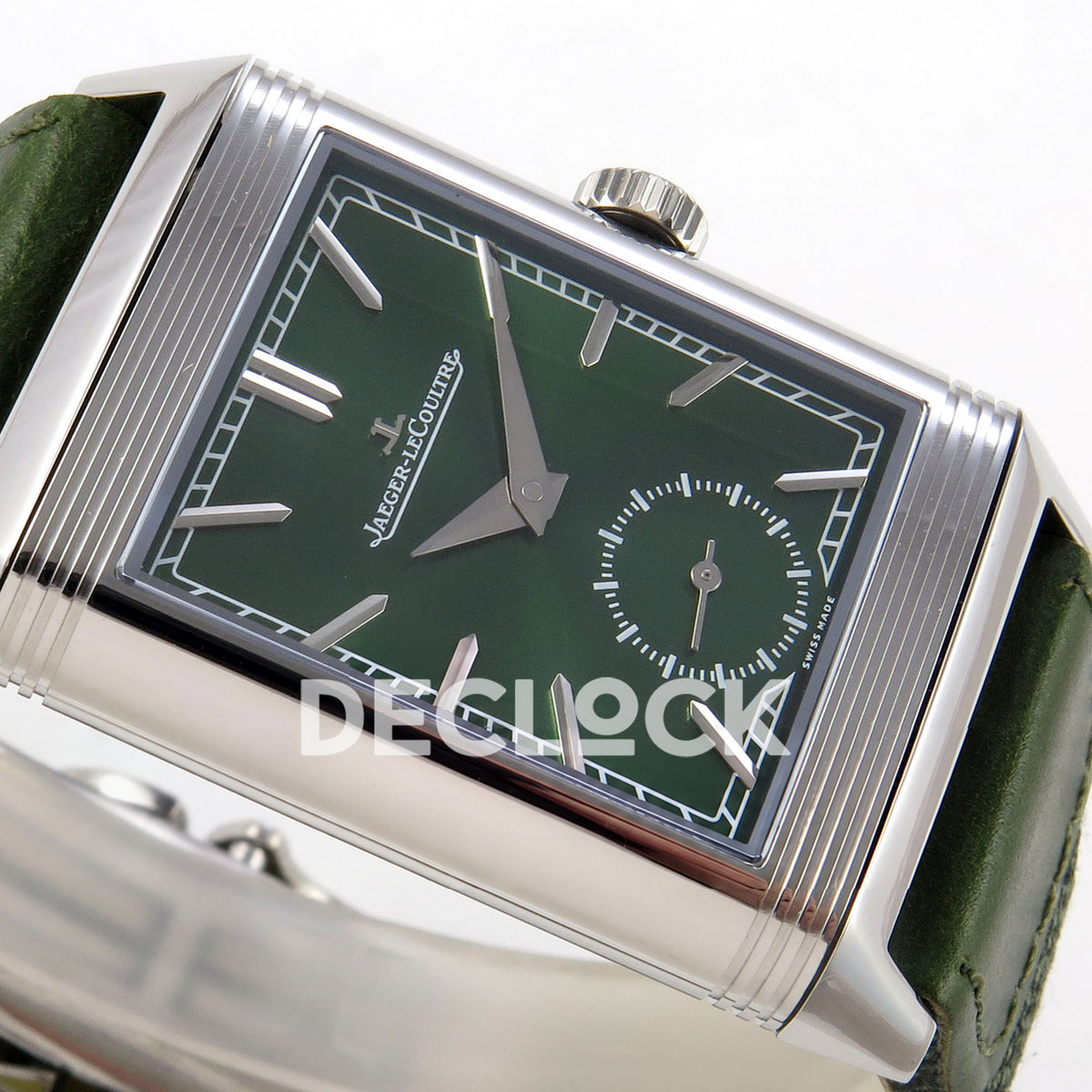 Jaeger-LeCoultre Reverso Tribute JJF green steel replica - opposite horizontal dial view