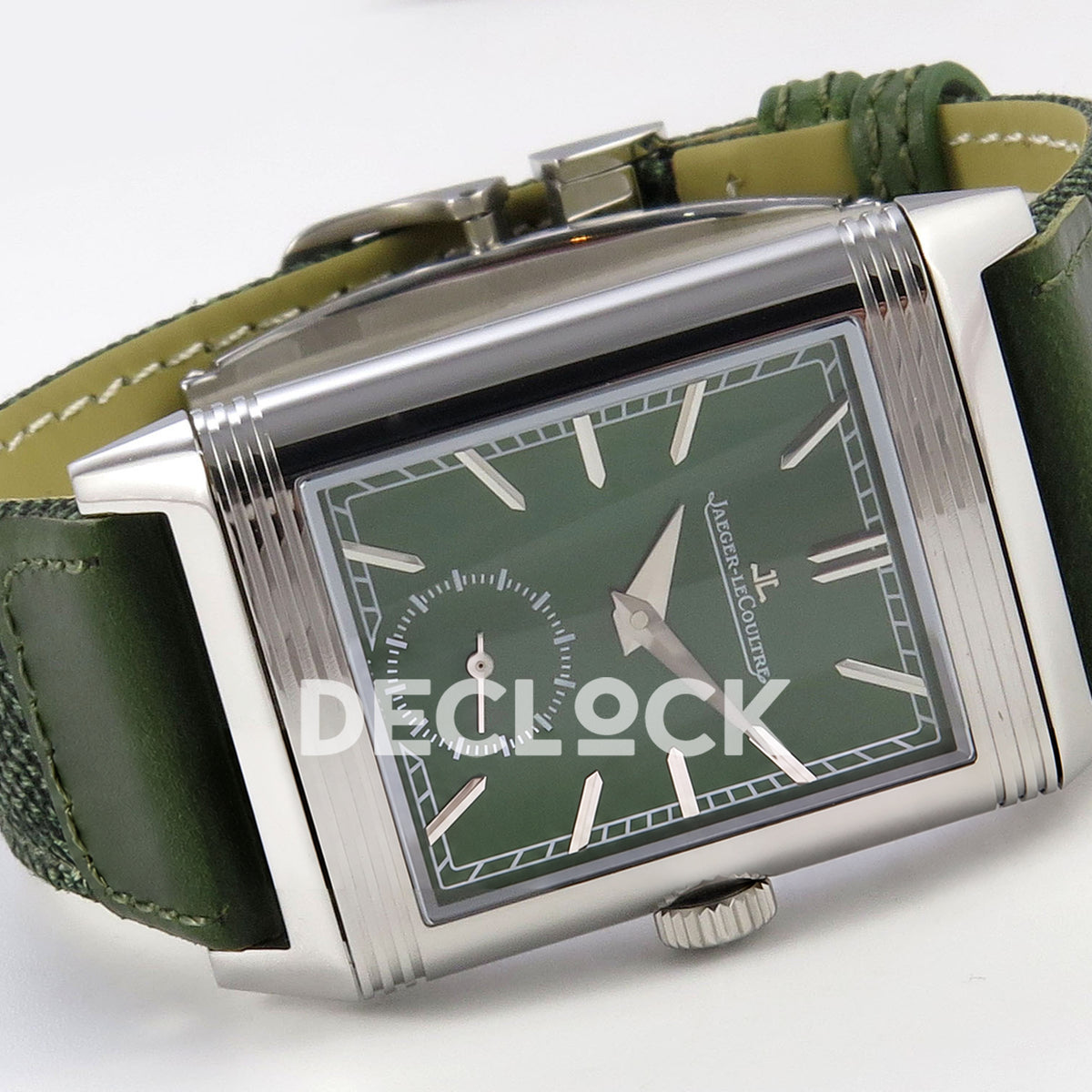 Jaeger-LeCoultre Reverso Tribute JJF green steel replica - angled horizontal view