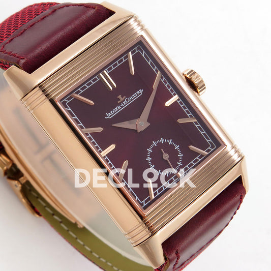 Jaeger-LeCoultre Reverso Tribute JJF red rose-gold replica - angled dial view