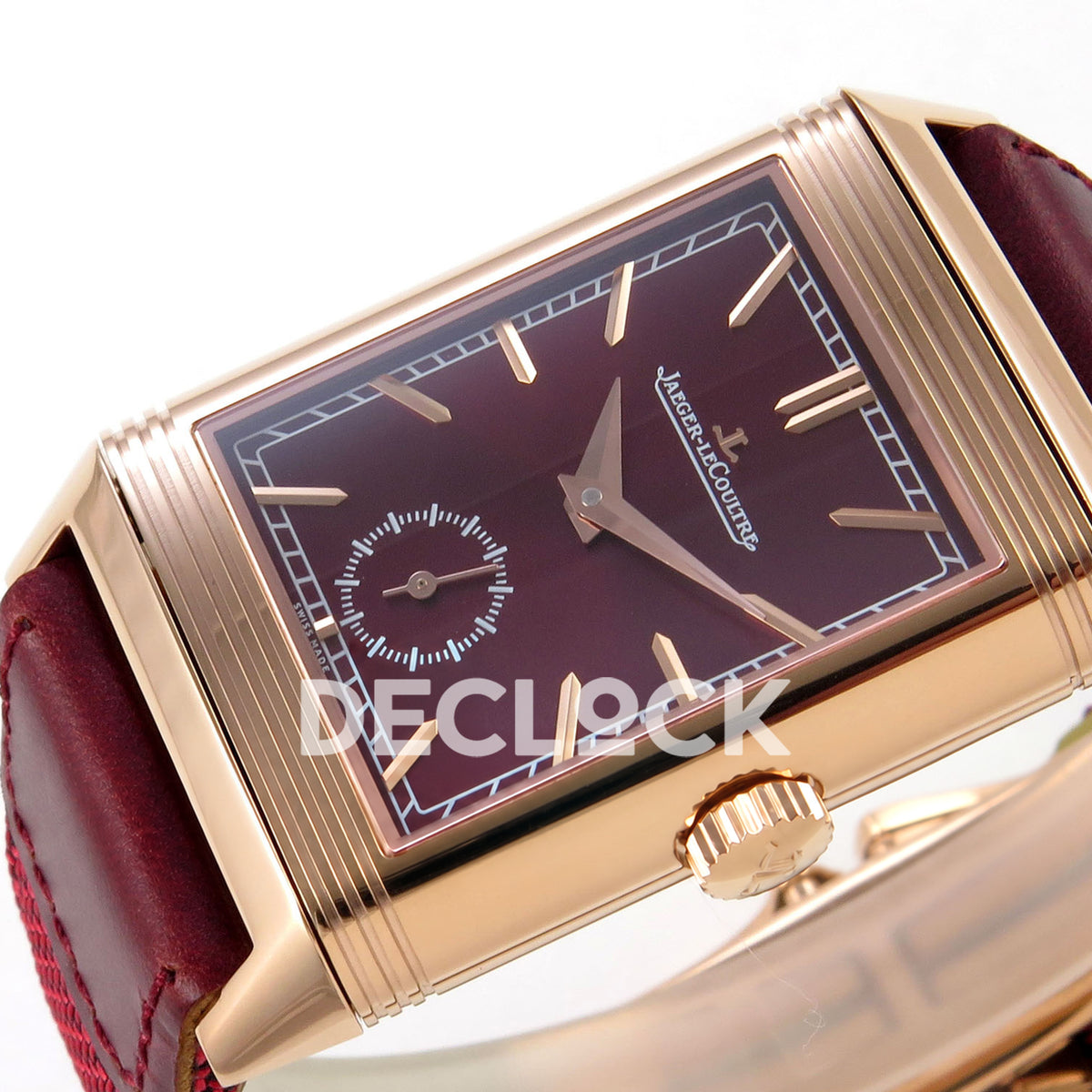 Jaeger-LeCoultre Reverso Tribute JJF red rose-gold replica - horizontal dial view