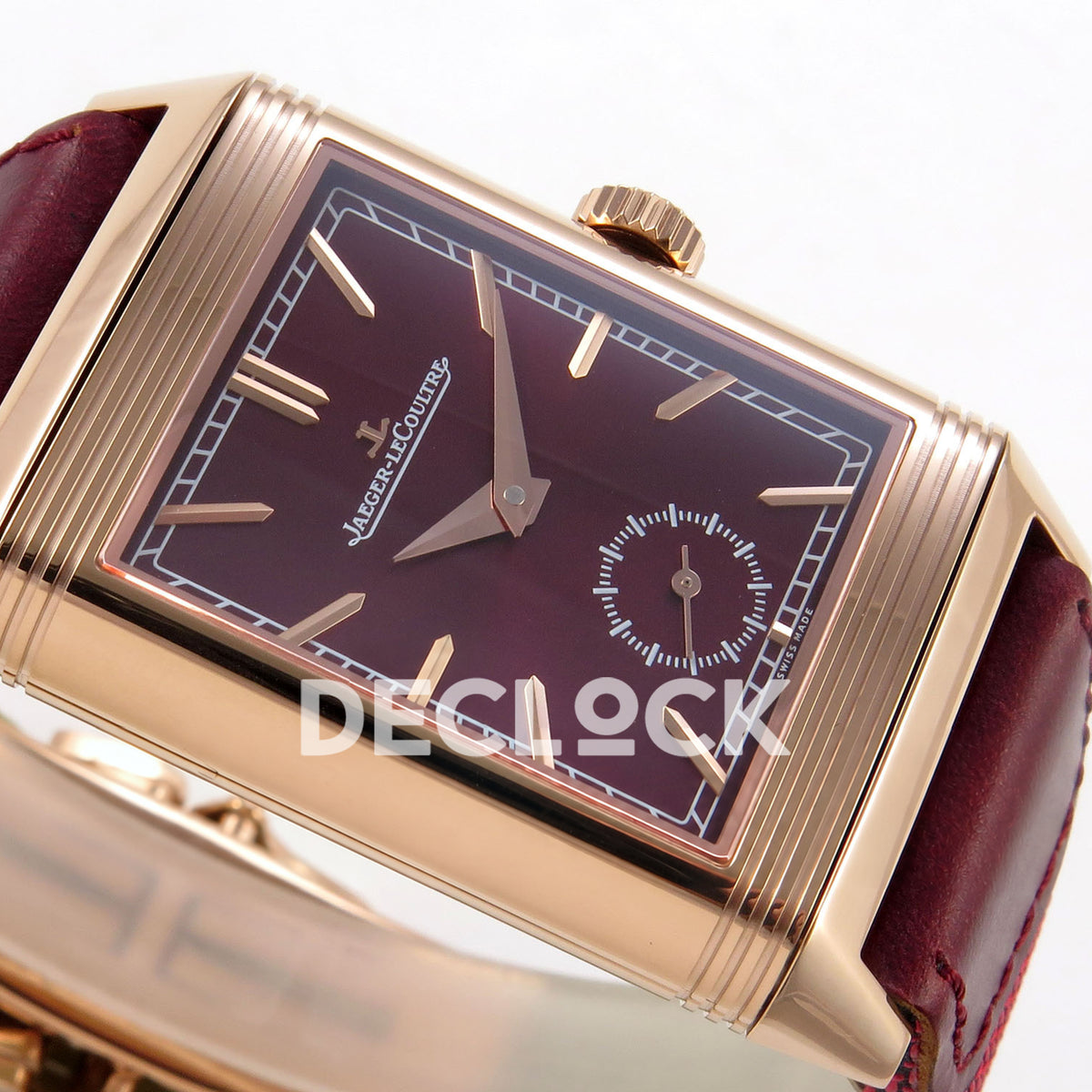 Jaeger-LeCoultre Reverso Tribute JJF red rose-gold replica - opposite horizontal dial view