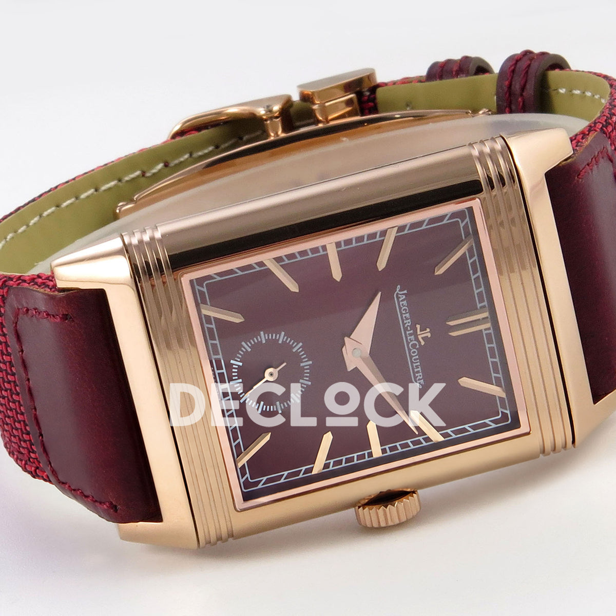 Jaeger-LeCoultre Reverso Tribute JJF red rose-gold replica - angled horizontal view