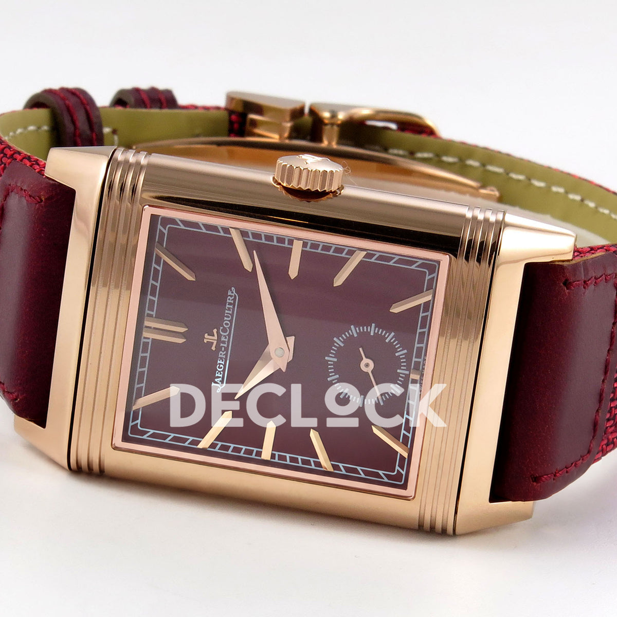 Jaeger-LeCoultre Reverso Tribute JJF red rose-gold replica - opposite angled horizontal view