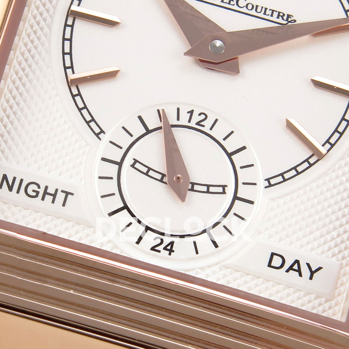 Jaeger-LeCoultre Reverso Tribute JJF red rose-gold replica - reverse day night detail view