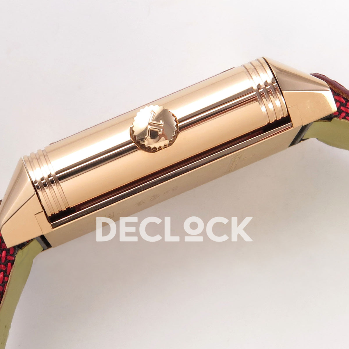 Jaeger-LeCoultre Reverso Tribute JJF red rose-gold replica - crown profile view