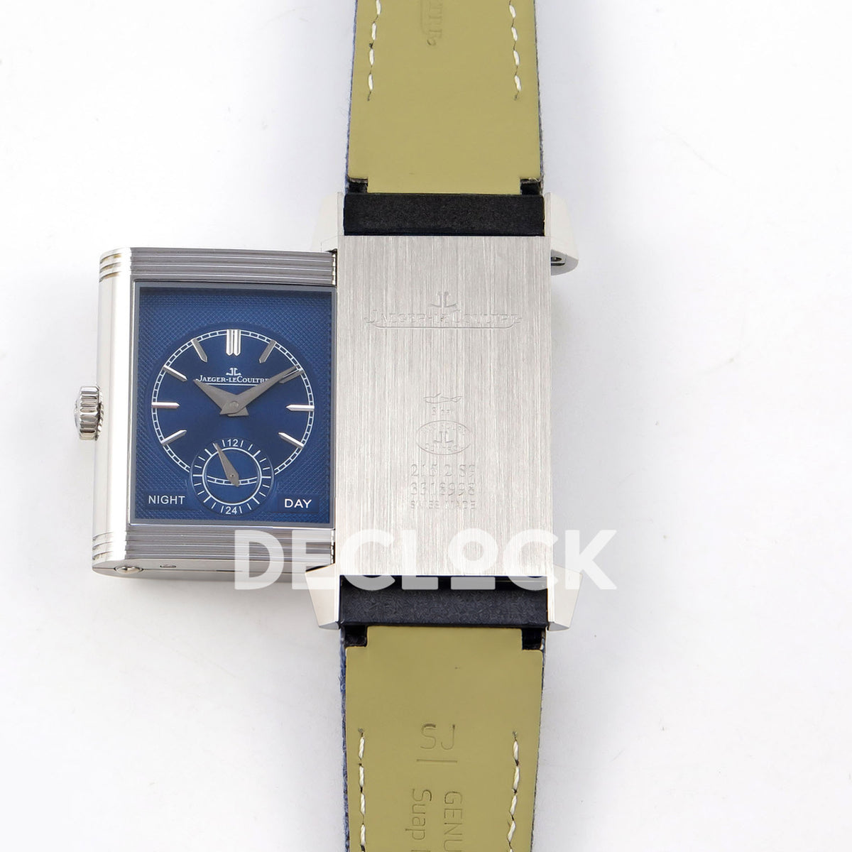 Jaeger-LeCoultre Reverso JJF silver-white dial blue hands replica - reverse open view