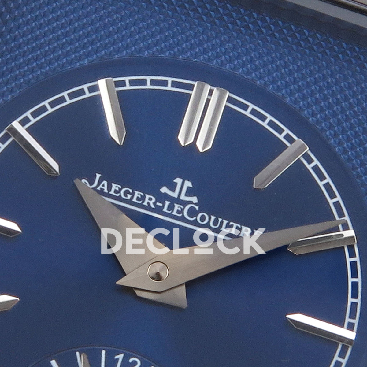 Jaeger-LeCoultre Reverso JJF silver-white dial blue hands replica - reverse dial detail view