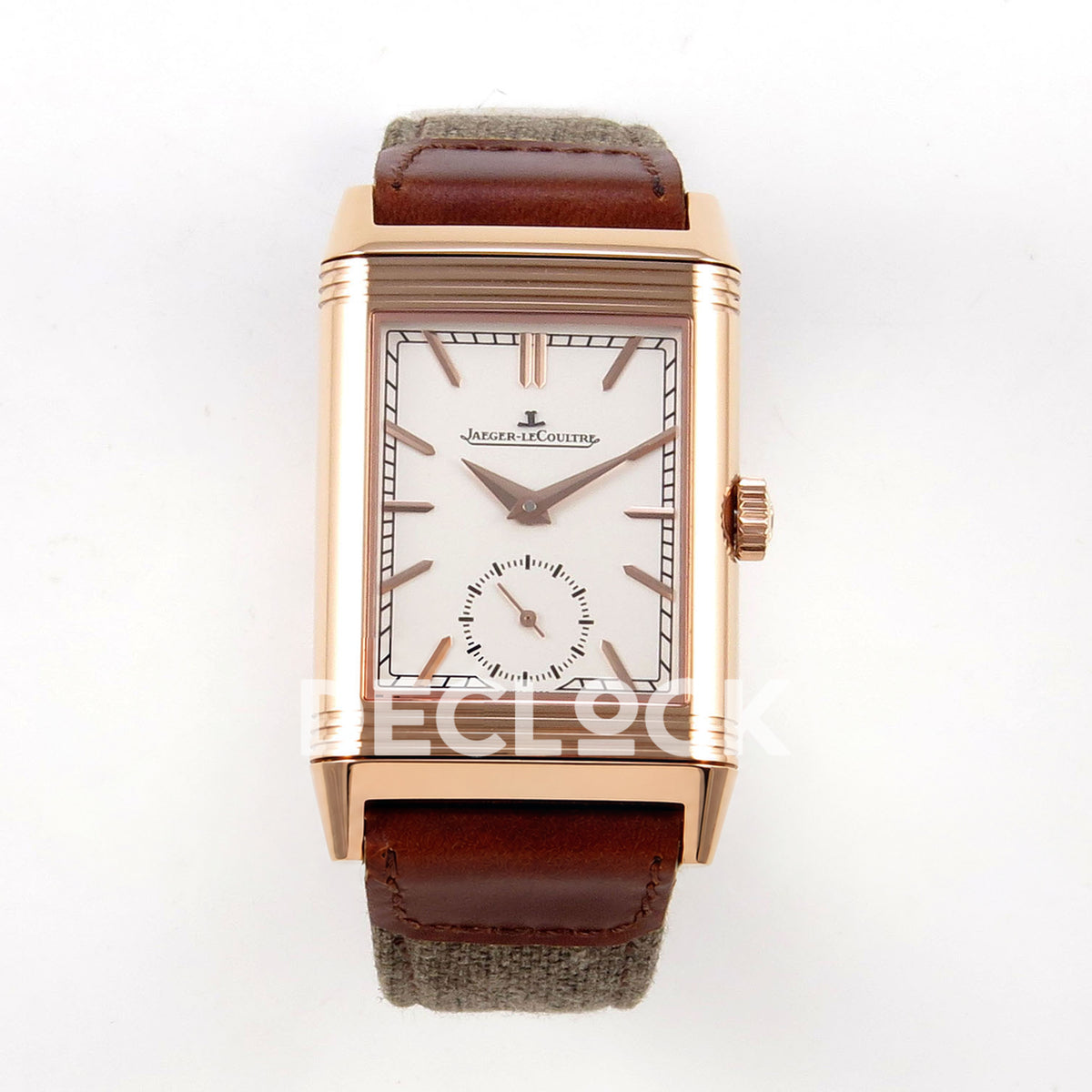 Jaeger-LeCoultre Reverso Tribute JJF white rose-gold replica - front view