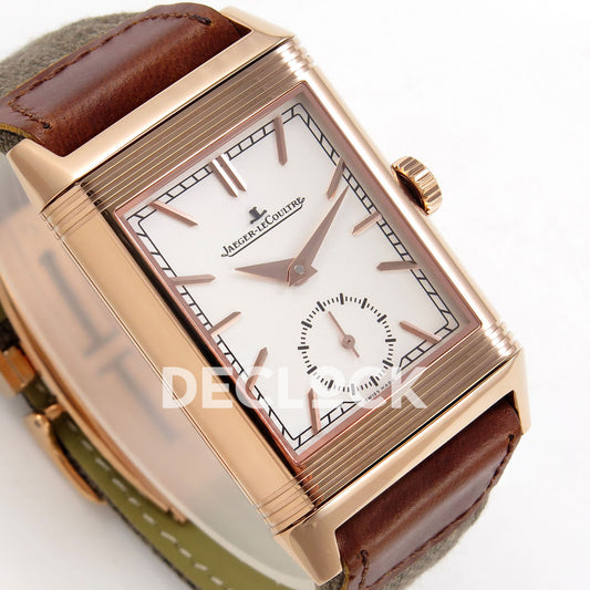 Jaeger-LeCoultre Reverso Tribute JJF white rose-gold replica - angled dial view