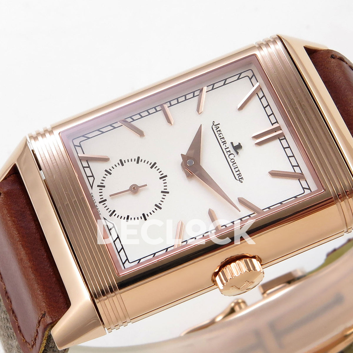 Jaeger-LeCoultre Reverso Tribute JJF white rose-gold replica - horizontal dial view