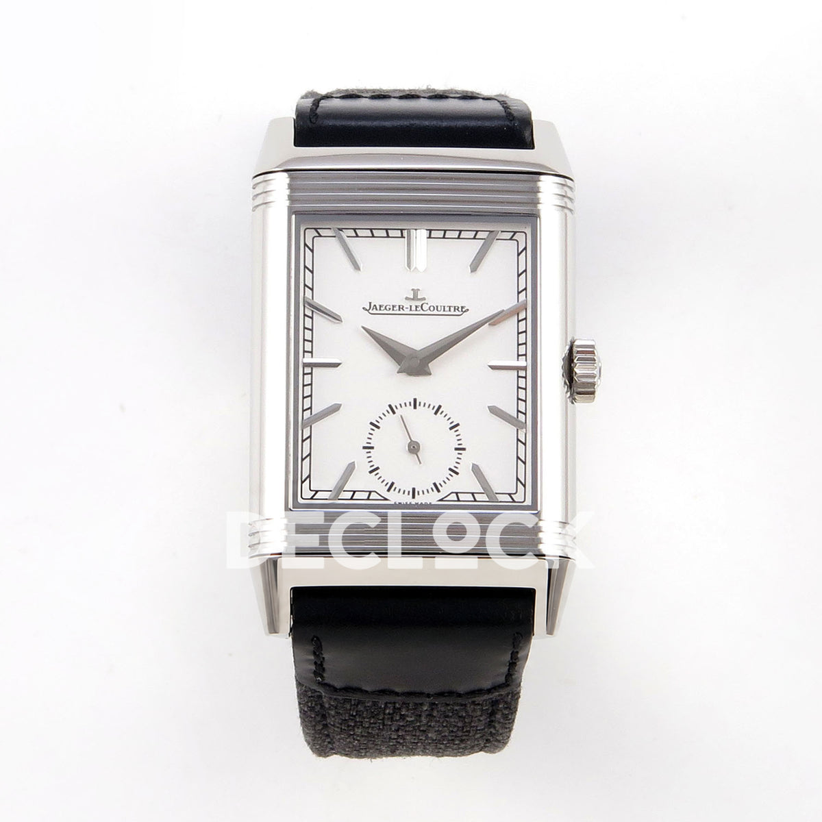 Jaeger-LeCoultre Reverso Tribute Duoface JJF white steel replica - front view