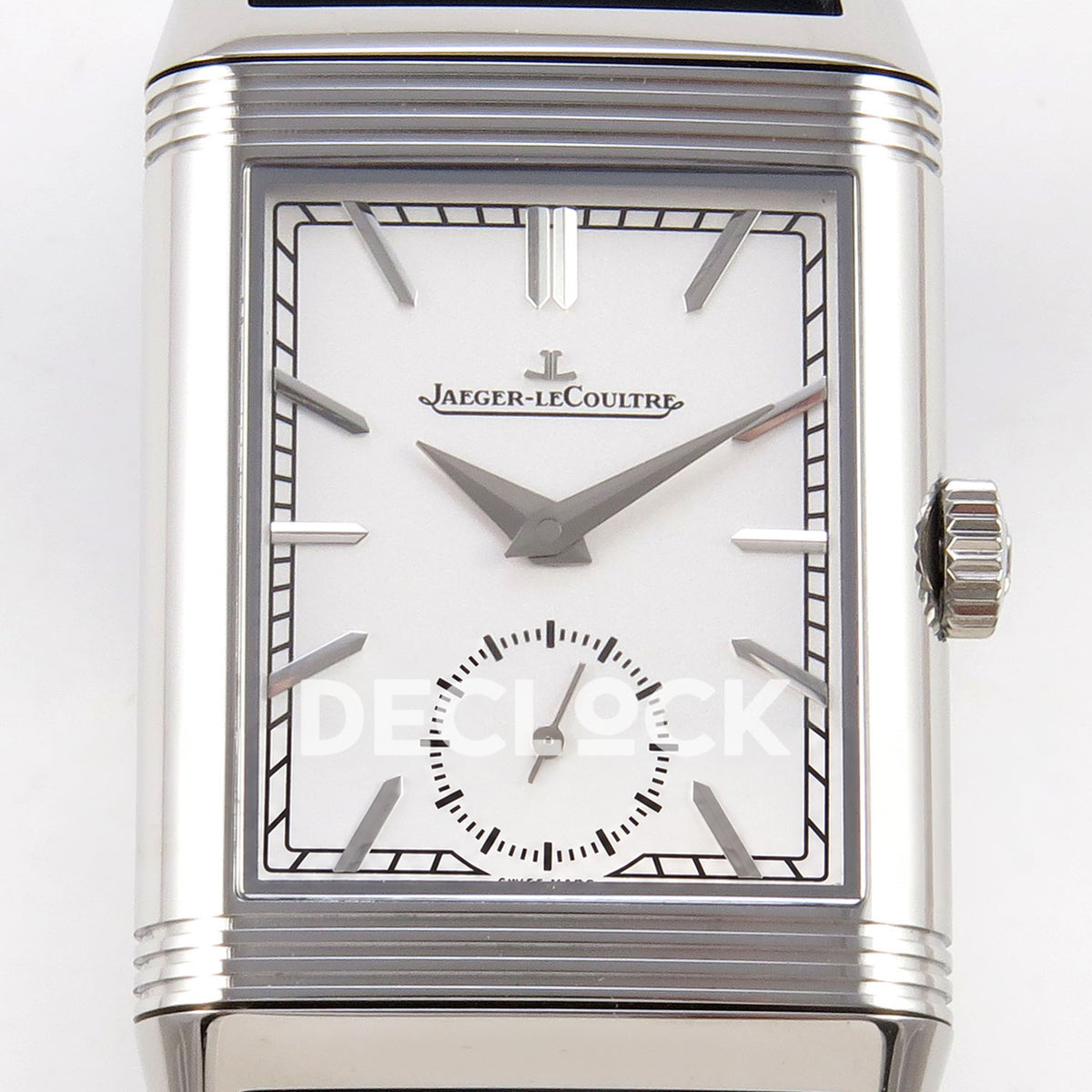 Jaeger-LeCoultre Reverso Tribute Duoface JJF white steel replica - dial detail view