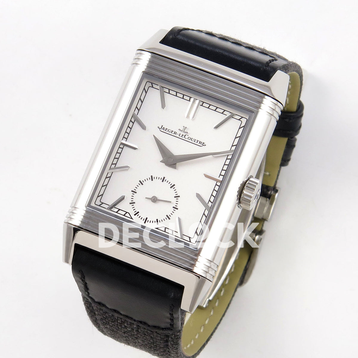 Jaeger-LeCoultre Reverso Tribute Duoface JJF white steel replica - angled front view