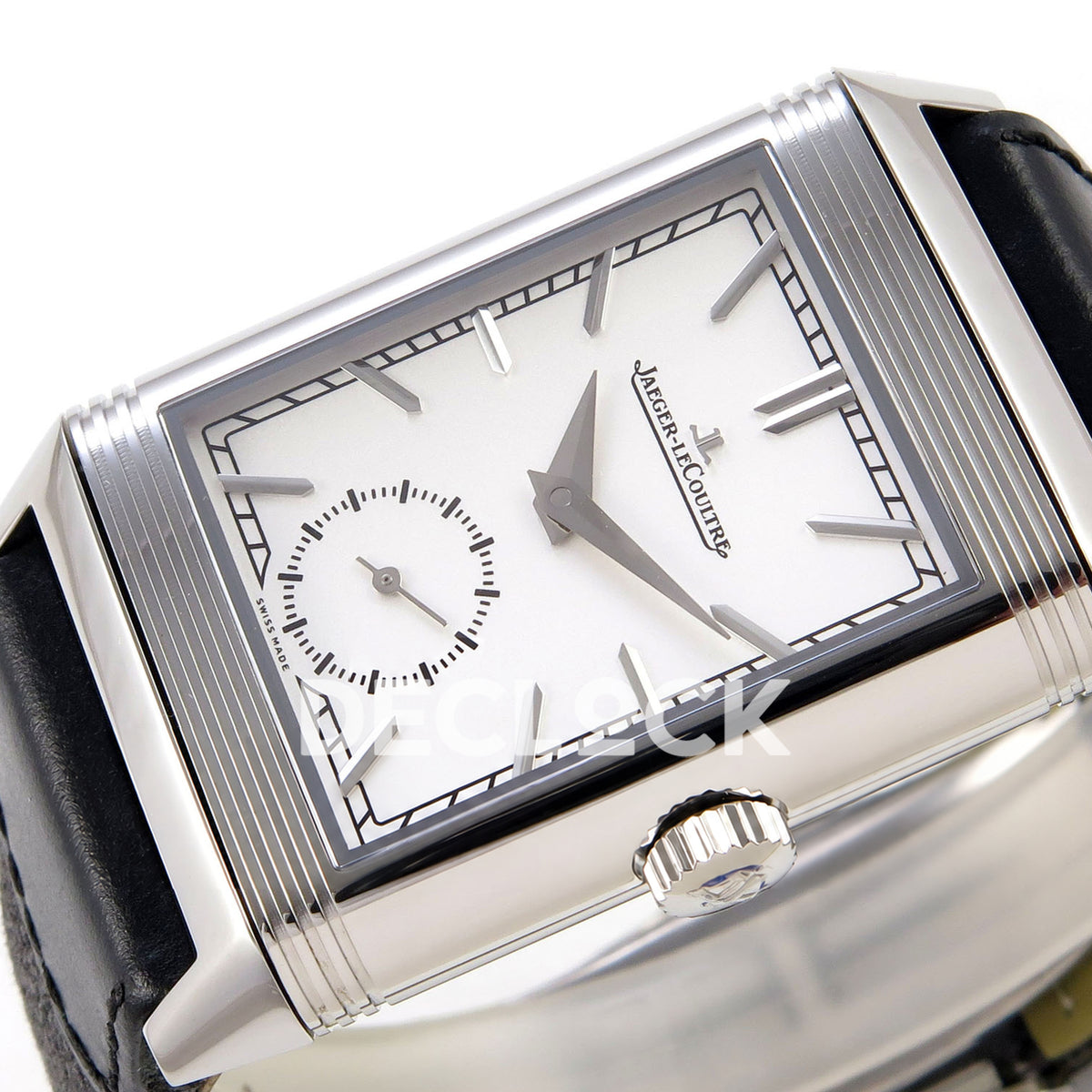 Jaeger-LeCoultre Reverso Tribute Duoface JJF white steel replica - horizontal dial view
